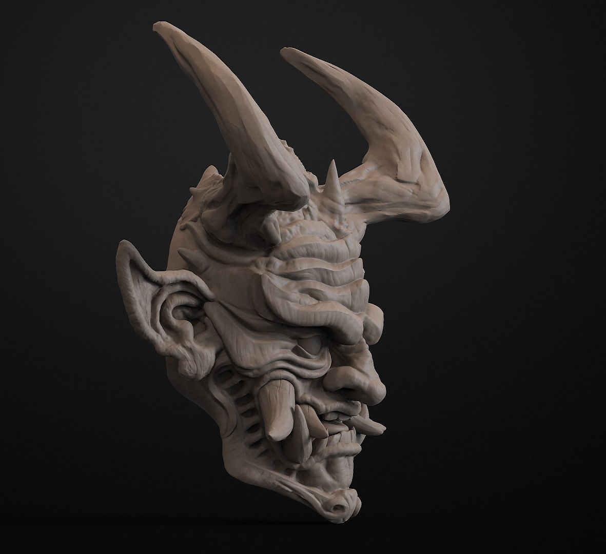 Hannya Mask Magnet 6 Oni Mask Samurai Mask 3D print model 3D print model_5