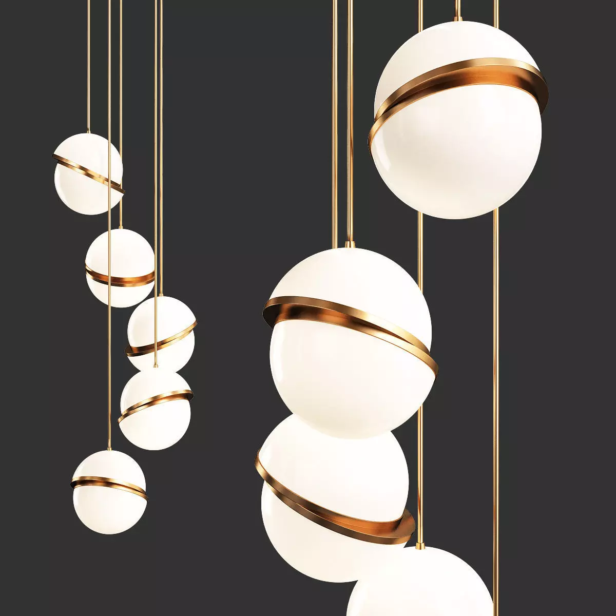 MINI CRESCENT MULTI LIGHT PENDANT Low-poly 3D model_0