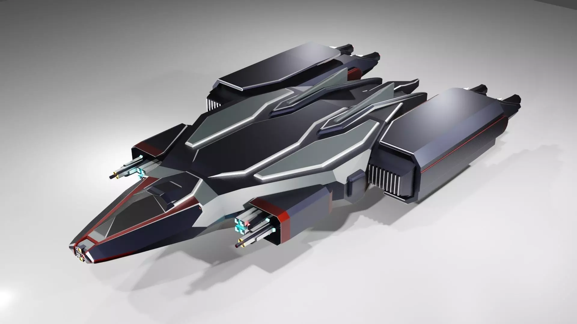 Starship futuristic spaceship 3D model_0