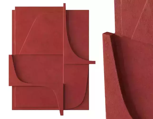 Red abstract relief artwork 3D model