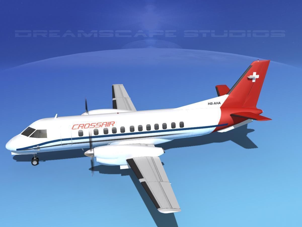 SAAB SF340 Crossair 3D model_9