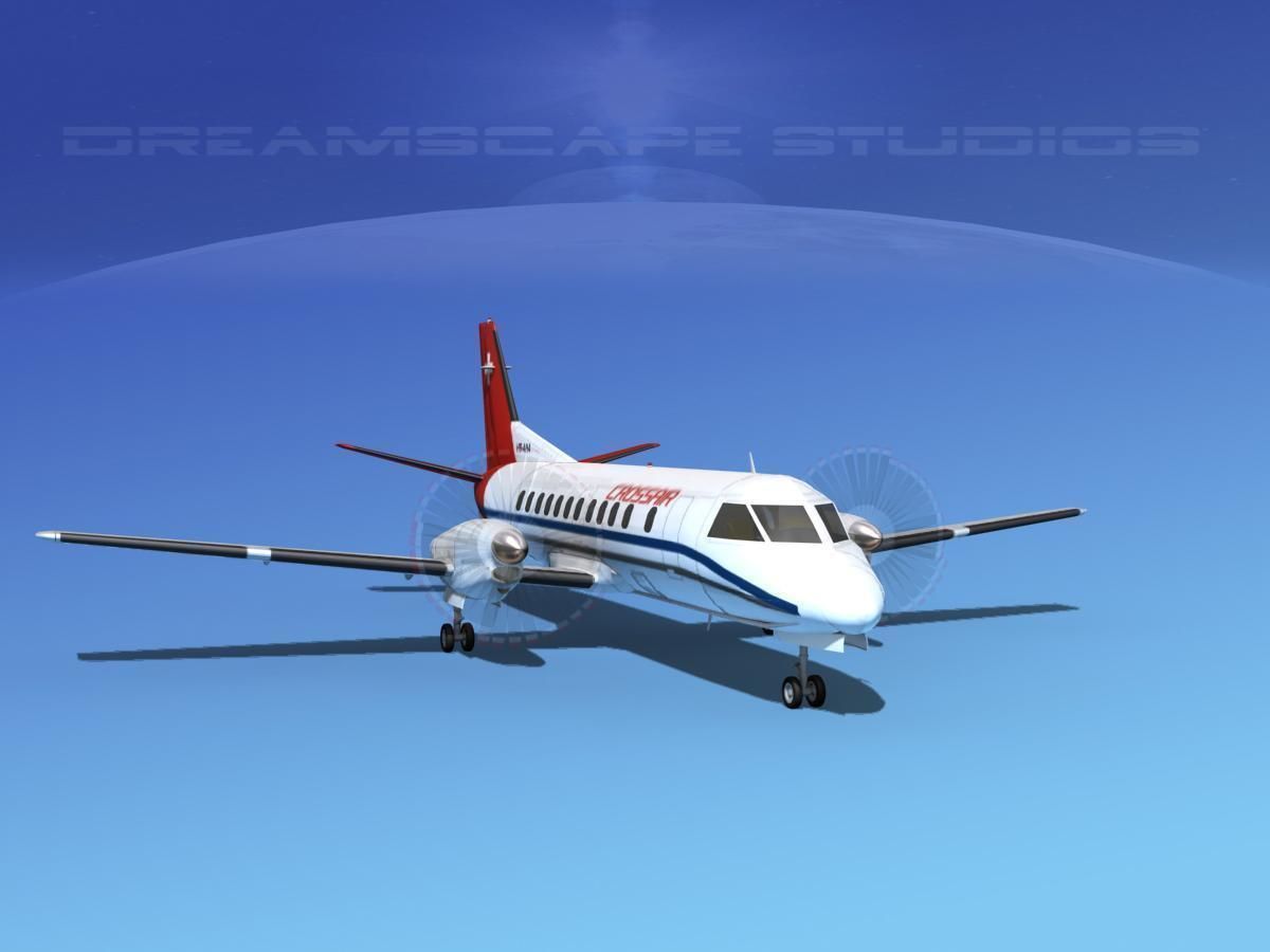 SAAB SF340 Crossair 3D model_2