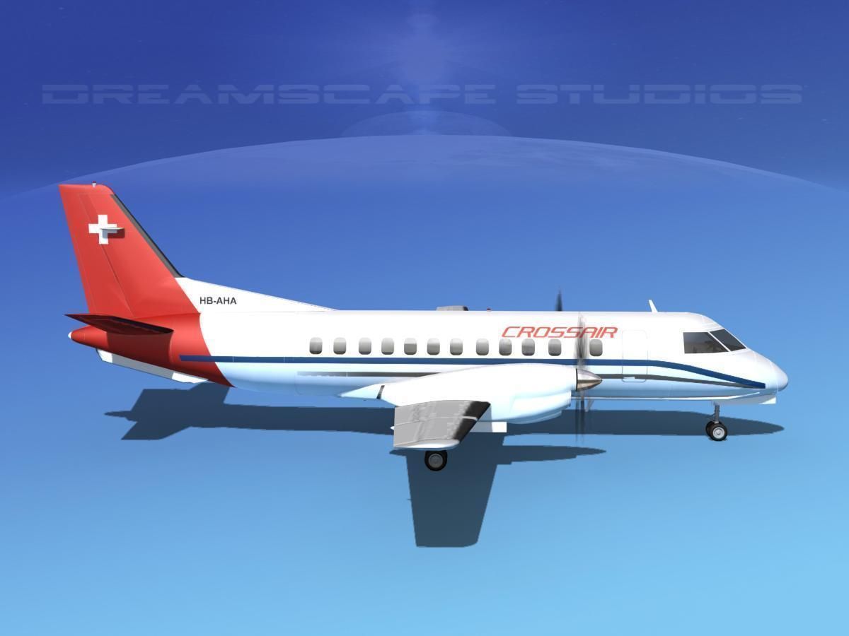 SAAB SF340 Crossair 3D model_4