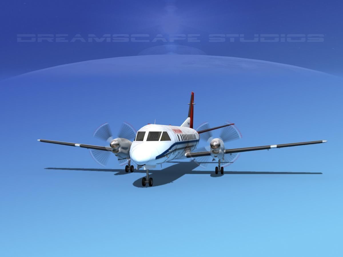 SAAB SF340 Crossair 3D model_1