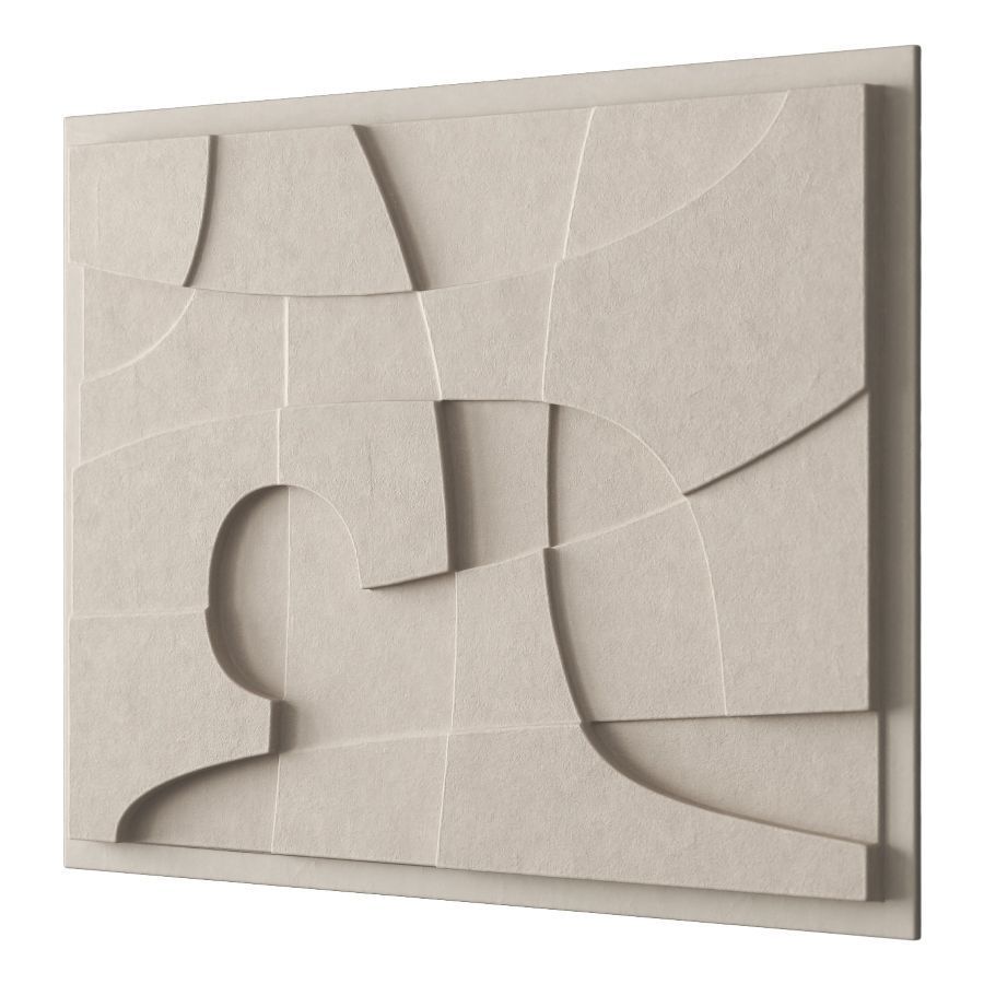Beige relief artwork 3D model_1
