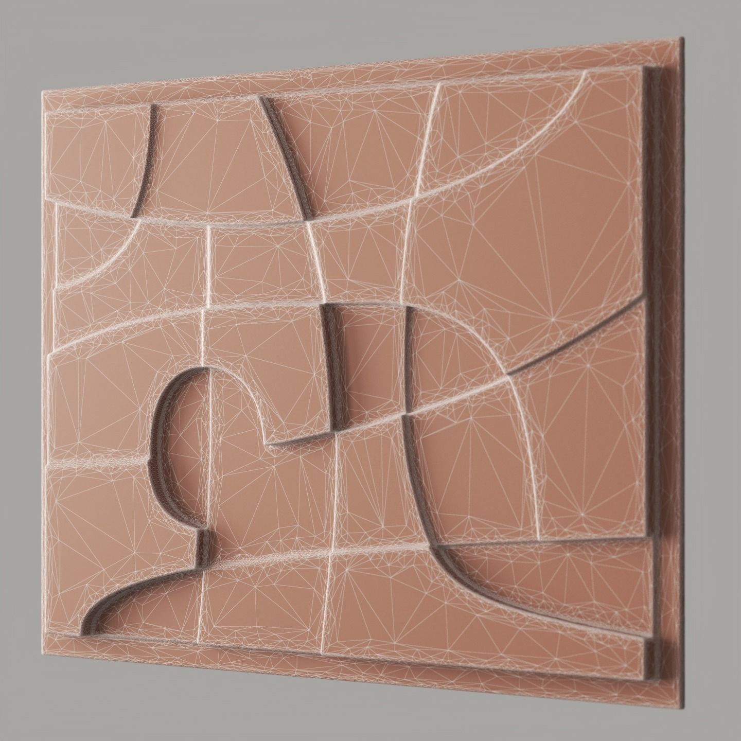 Beige relief artwork 3D model_6
