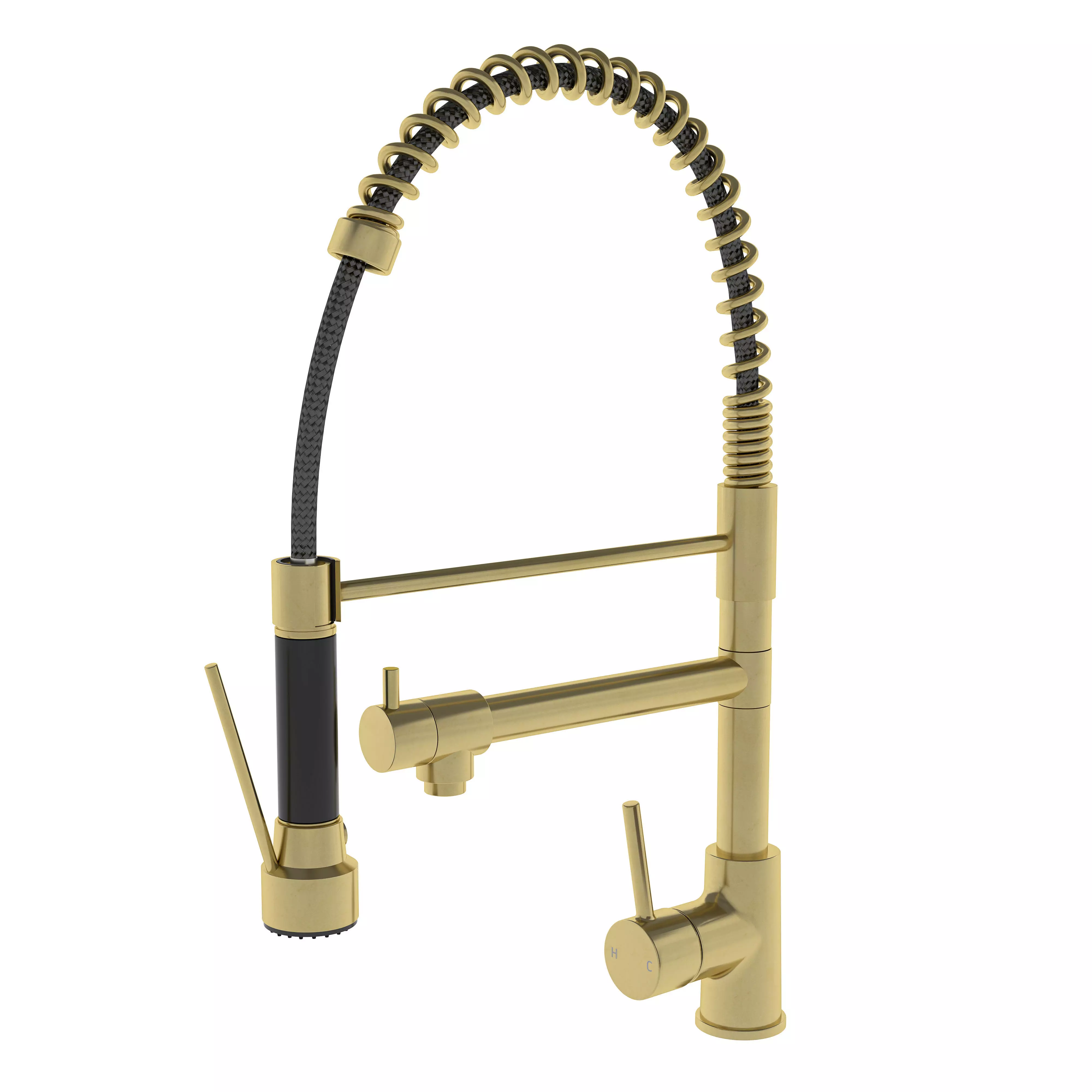 Faucet kitchen in gold 3D model_0