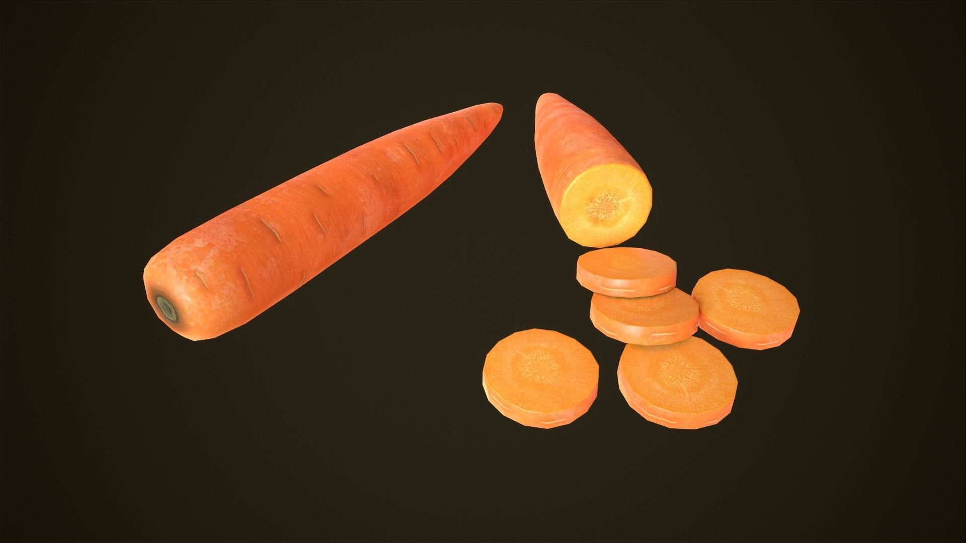 Cutting board vegetables and knife Asset Pack Low-poly 3D model_4