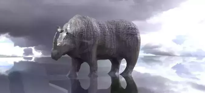 Rhino Statue ancient culture 3D model