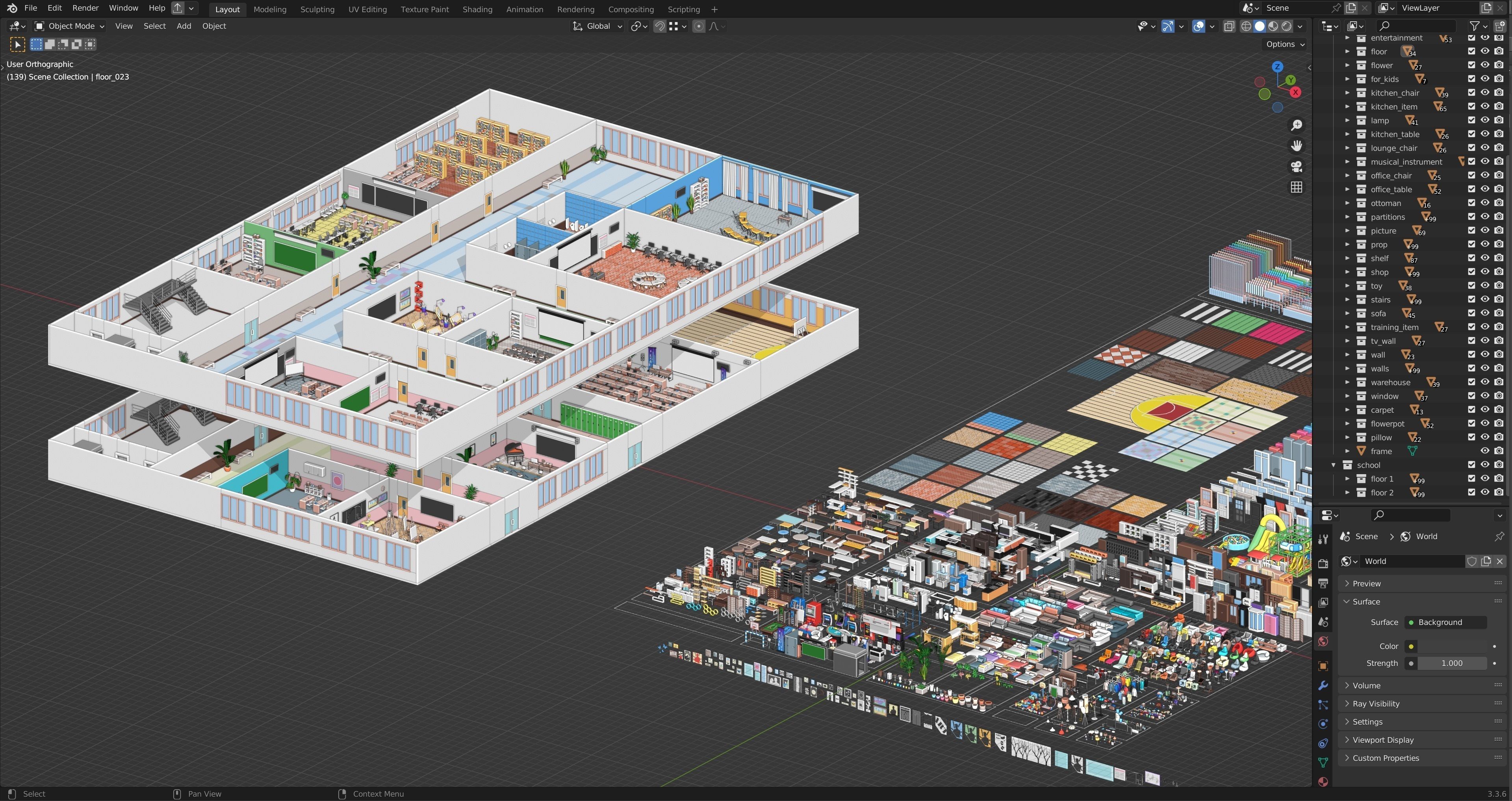 School Low-poly 3D model_52