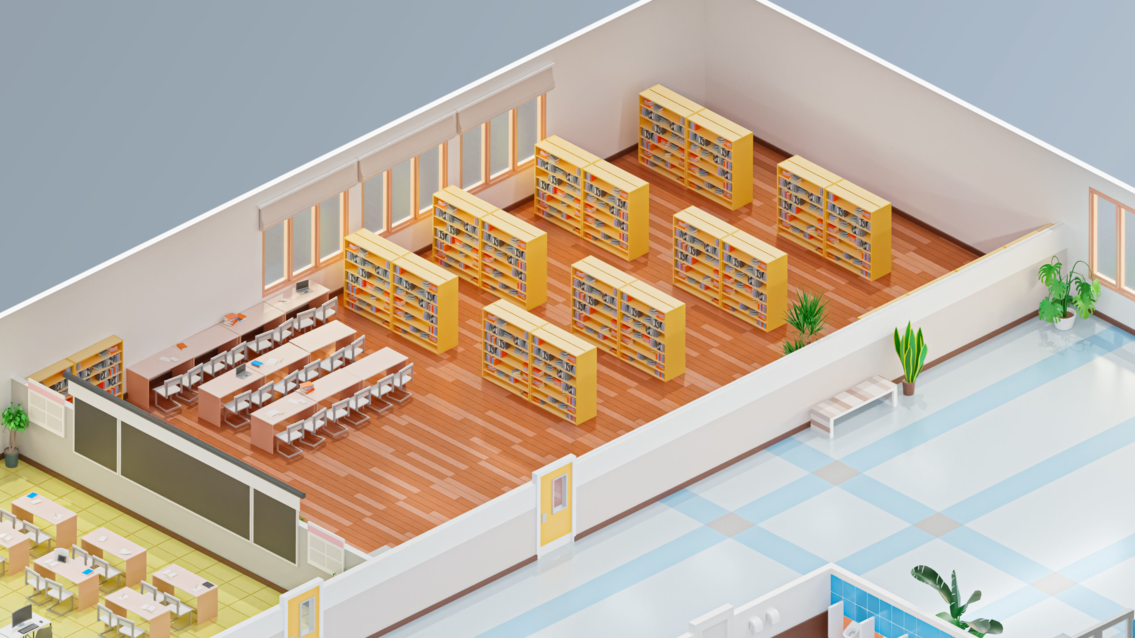 School Low-poly 3D model_14