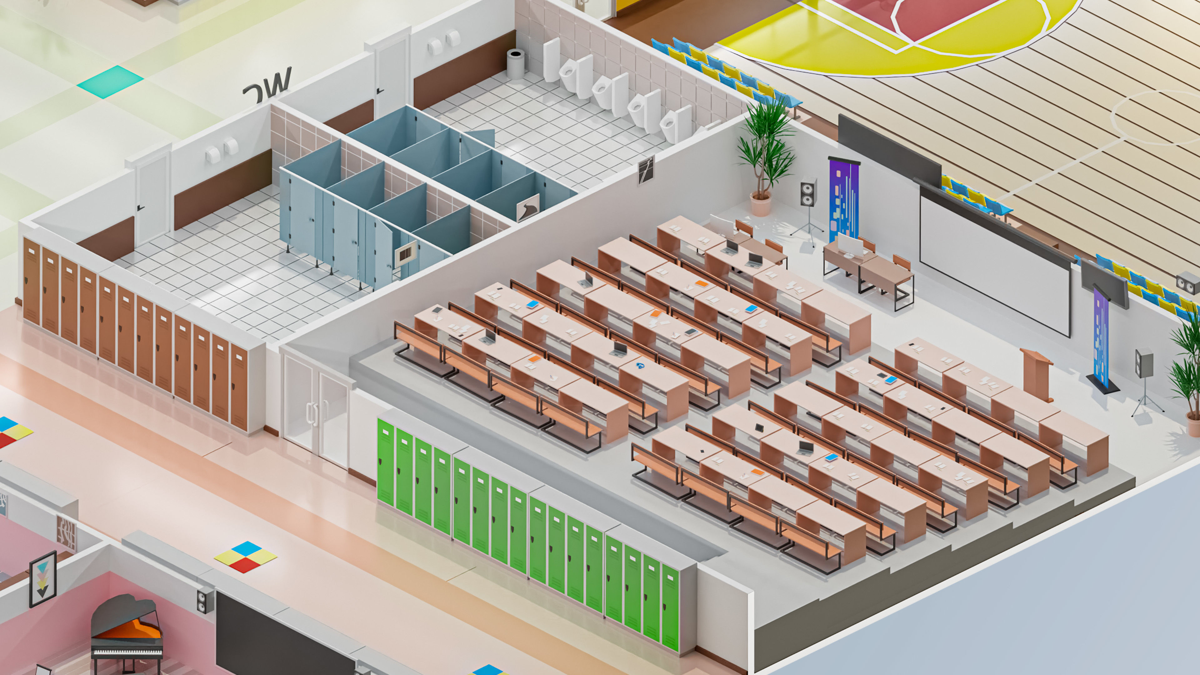 School Low-poly 3D model_7