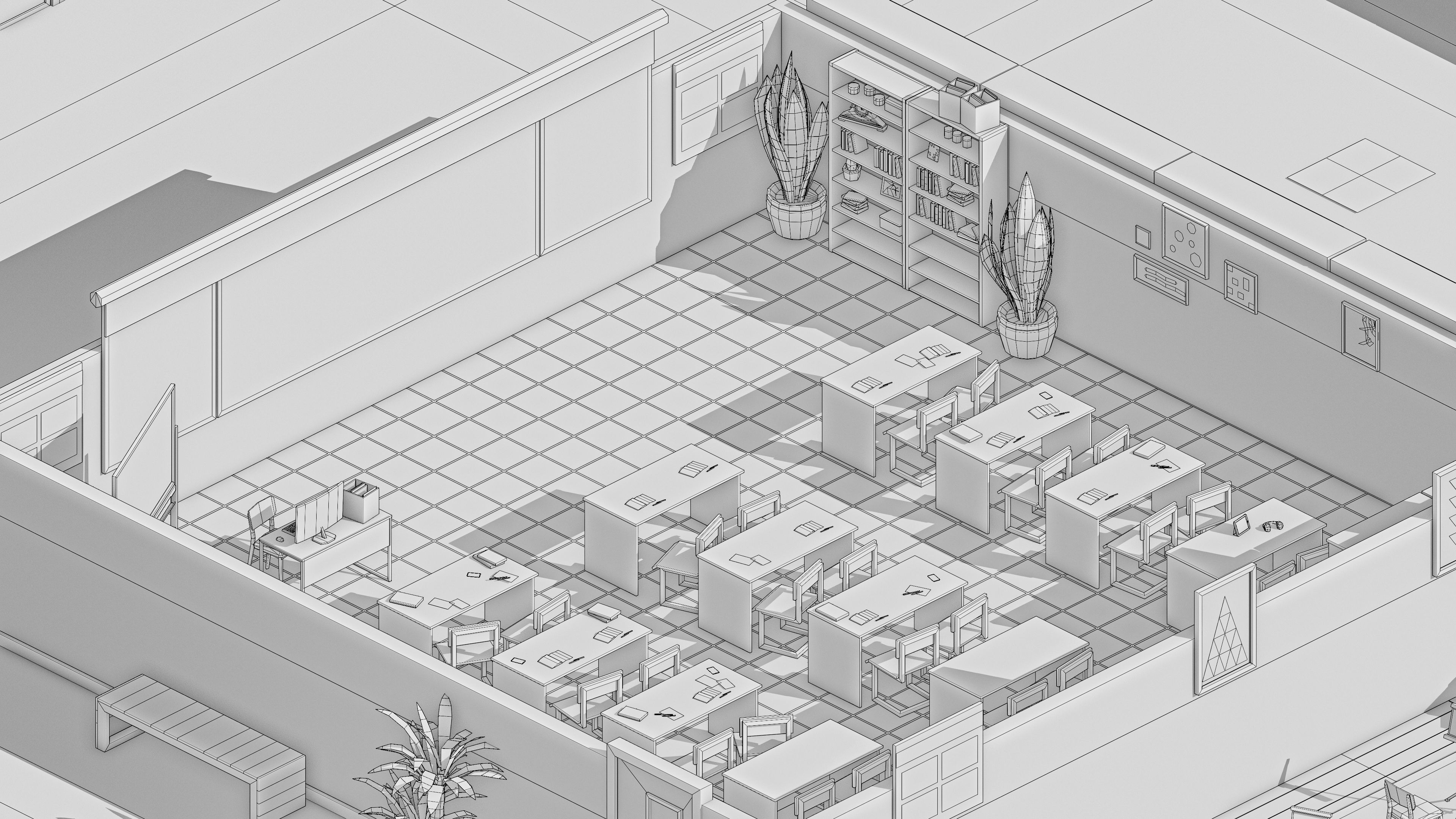 School Low-poly 3D model_51