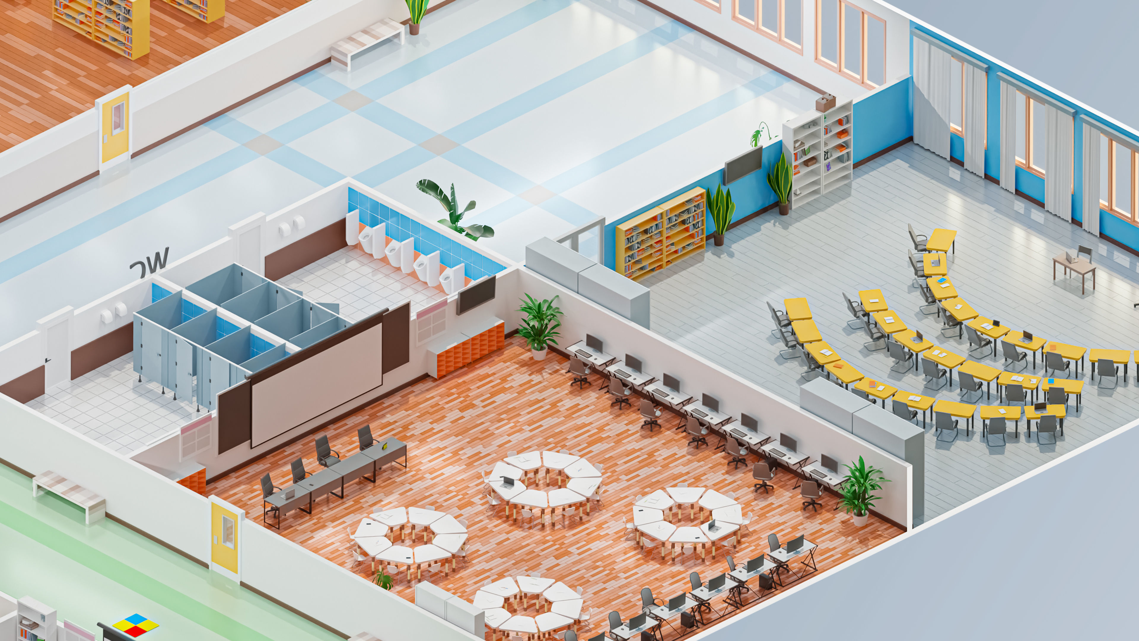 School Low-poly 3D model_13