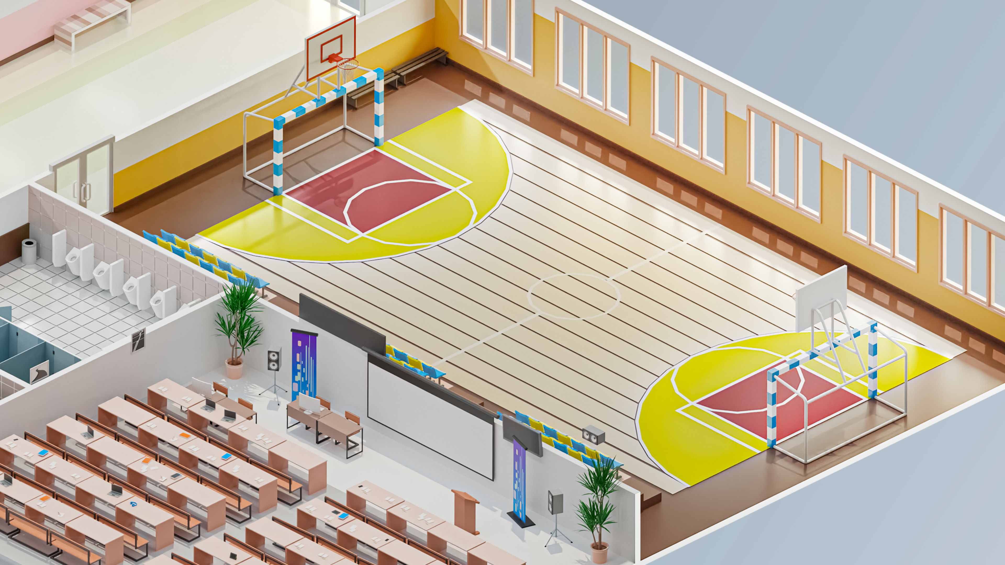 School Low-poly 3D model_8