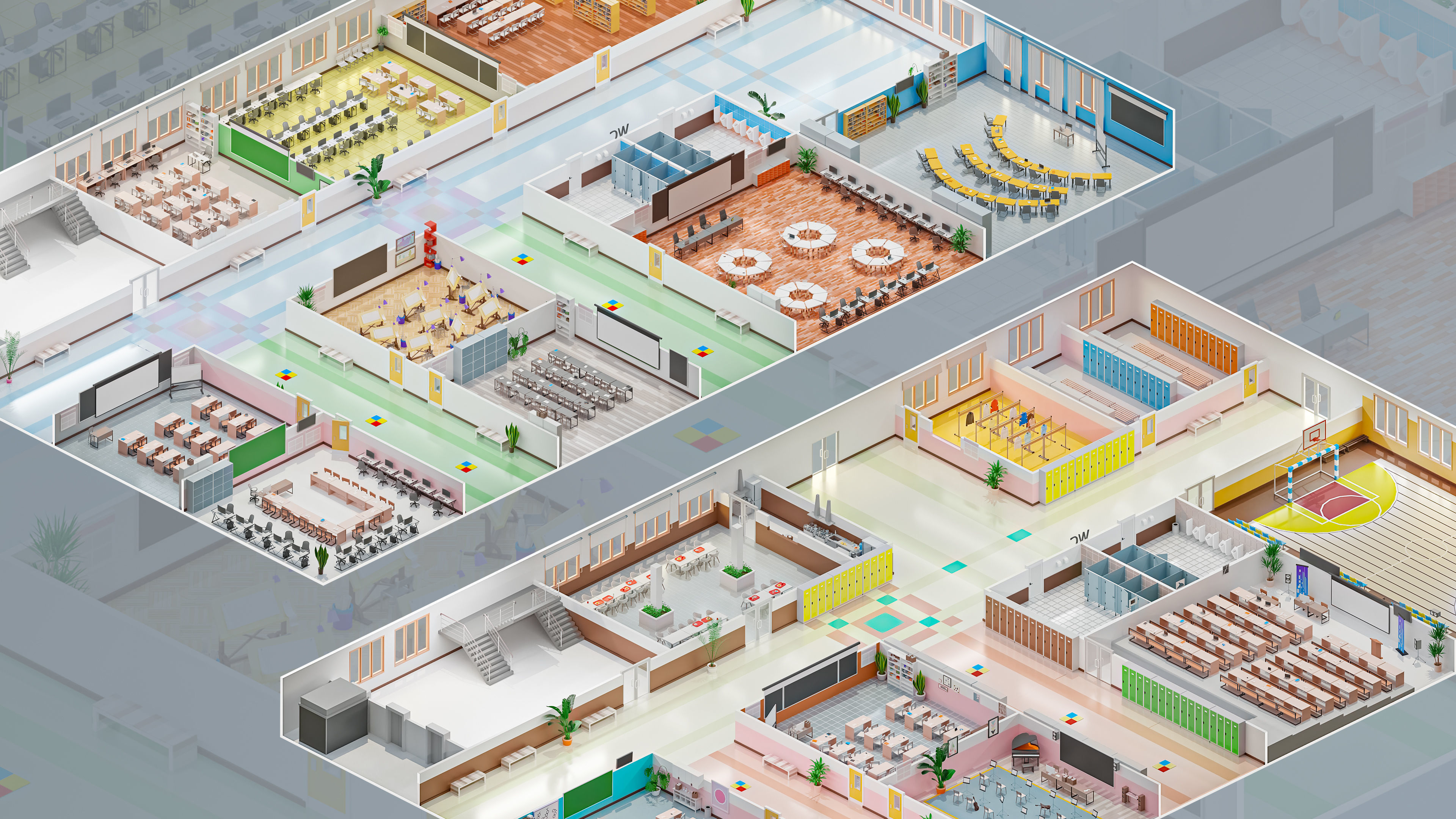 School Low-poly 3D model_2