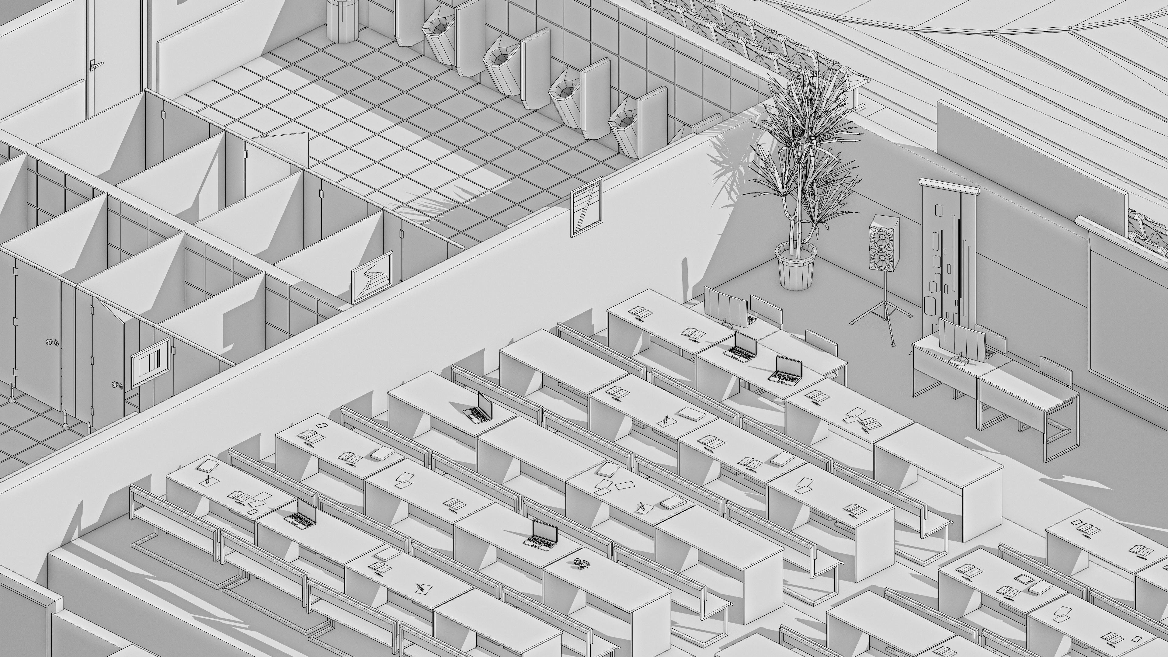 School Low-poly 3D model_50
