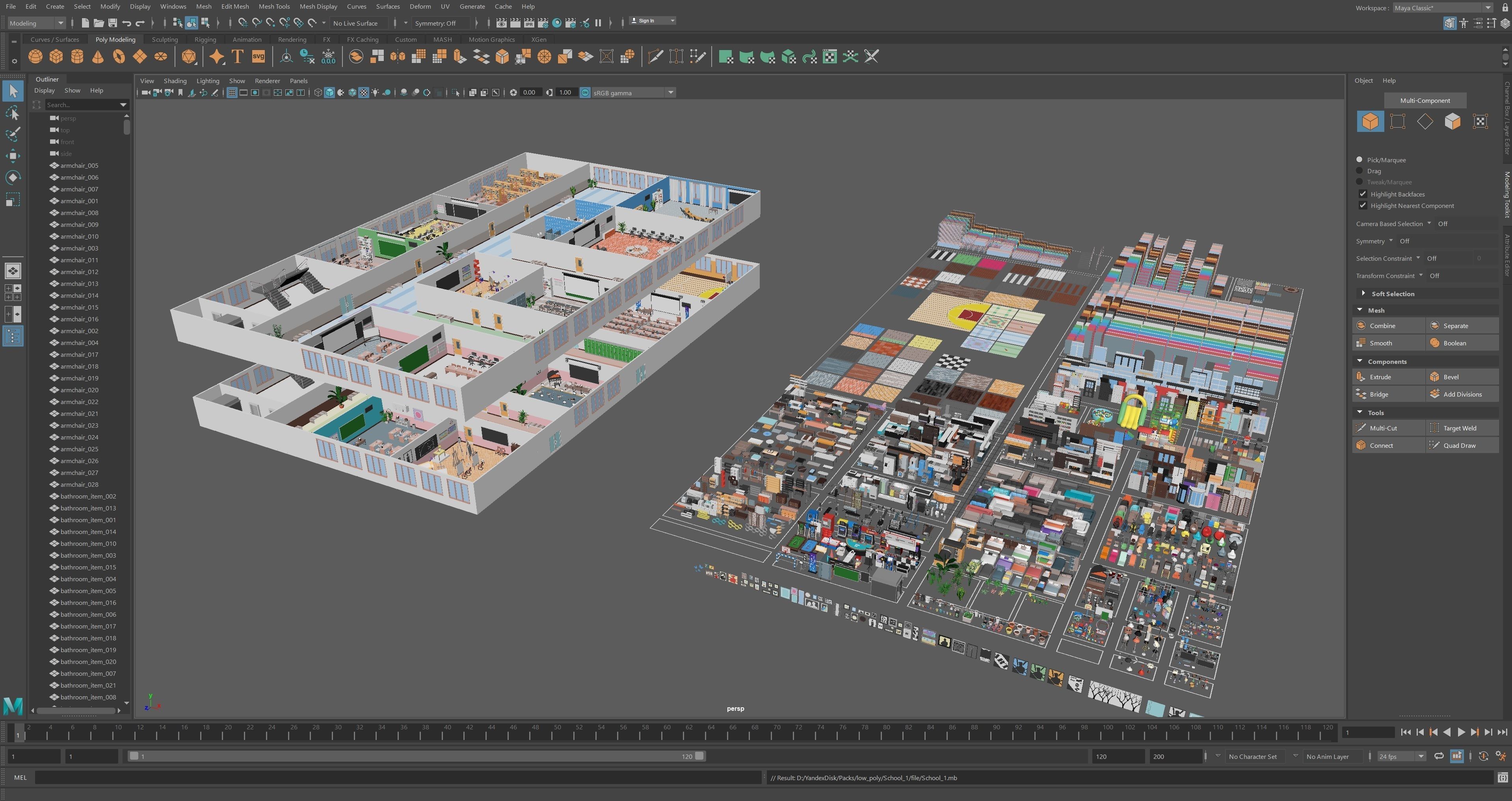 School Low-poly 3D model_55