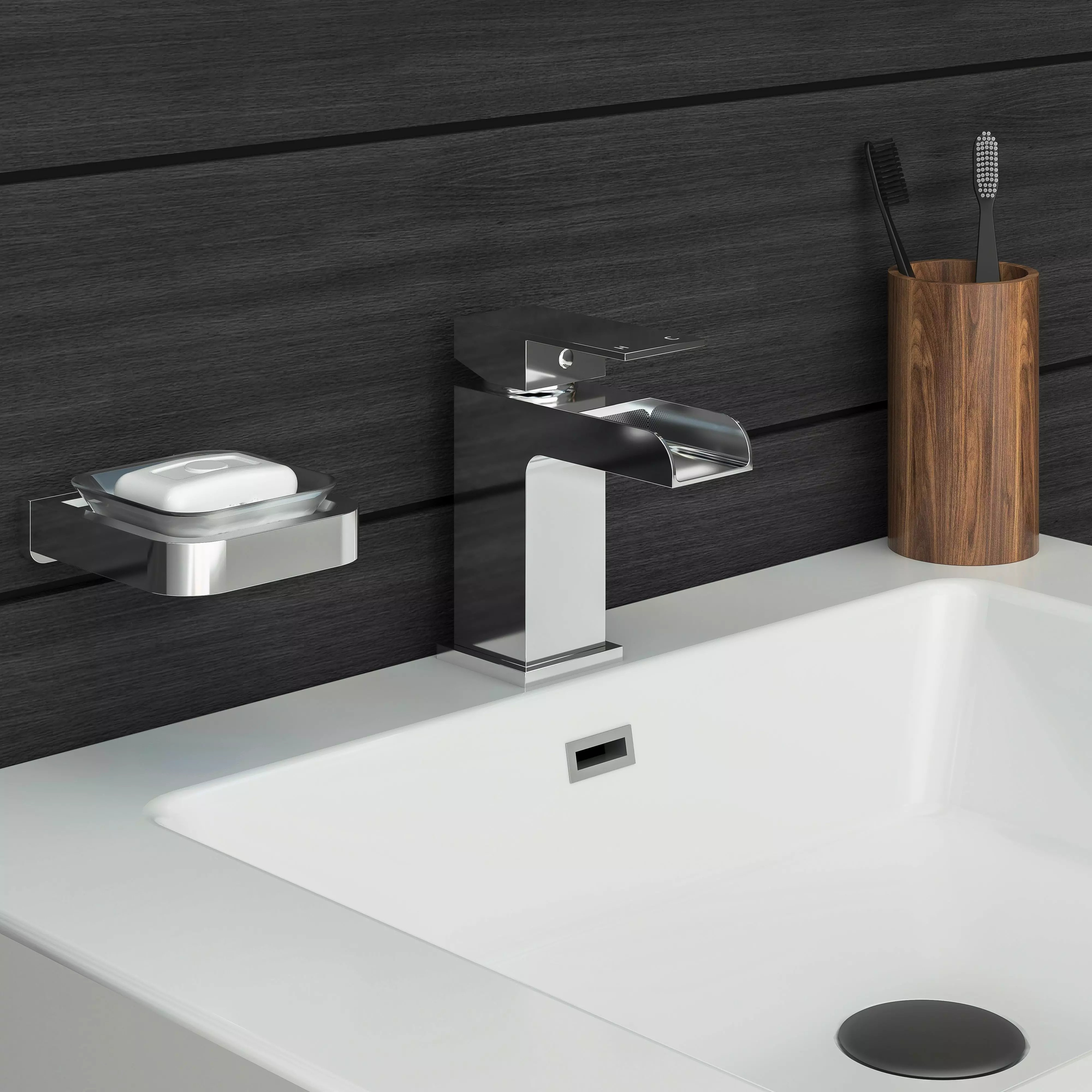 Faucet modern bathroom with sink and soap dispenser 3D model