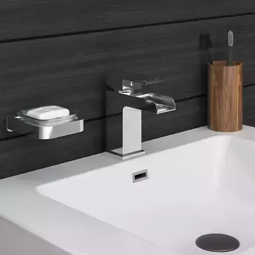 Faucet modern bathroom with sink and soap dispenser