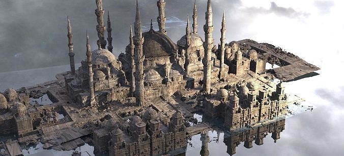 Muslim Crusades Arab 5 with mosques  3D model
