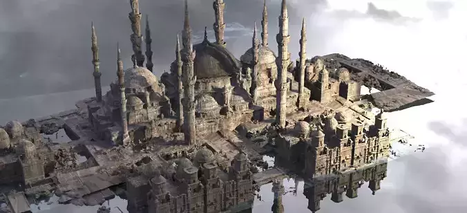 Muslim Crusades Arab 5 with mosques  3D model