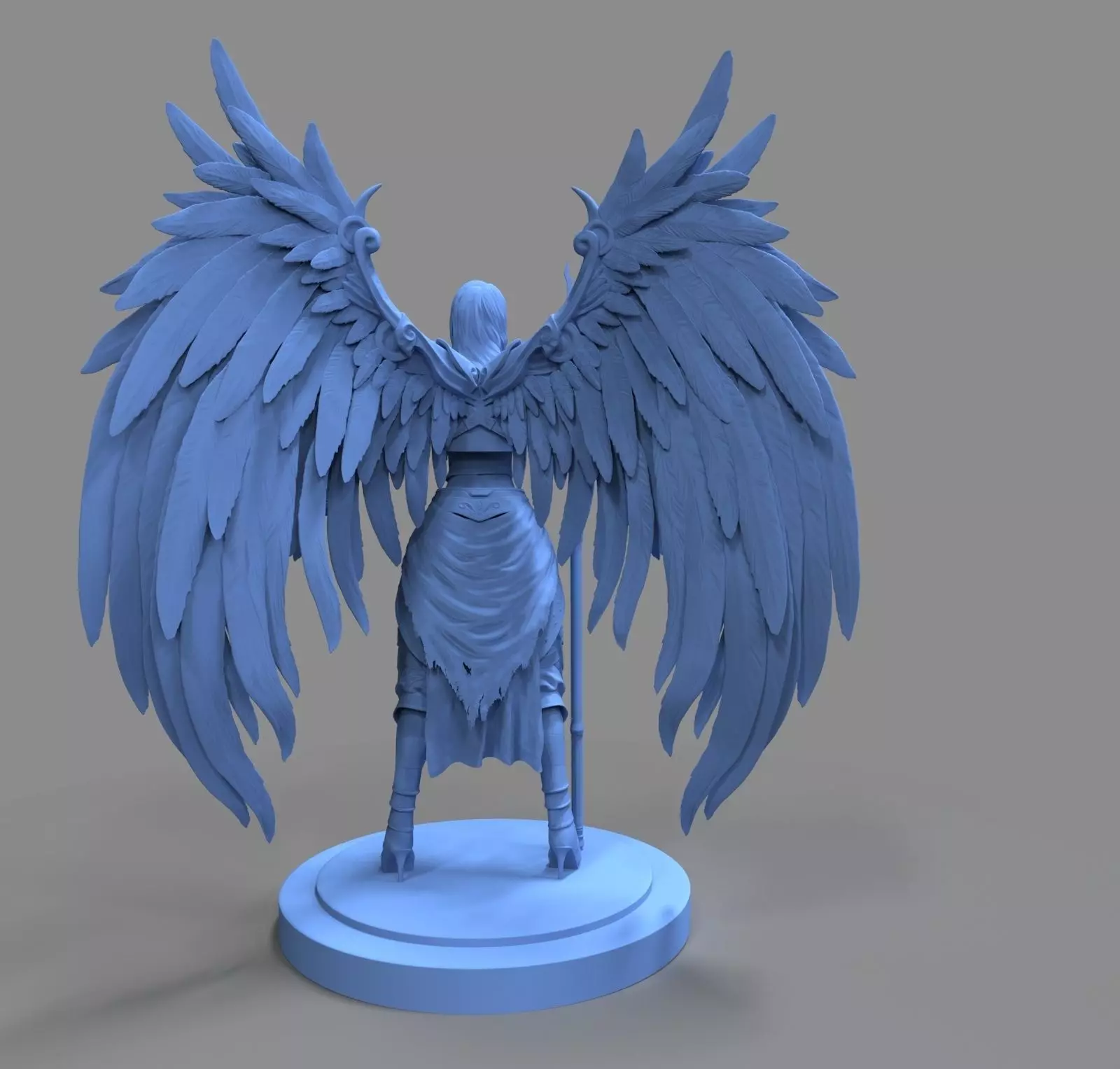 Angel statue of with wings 3D model_0