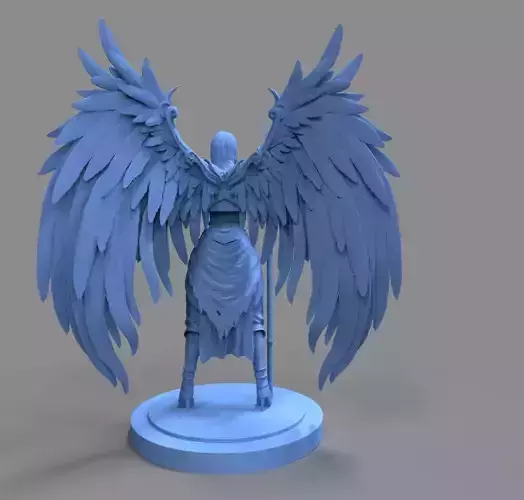 Angel statue of with wings 3D model