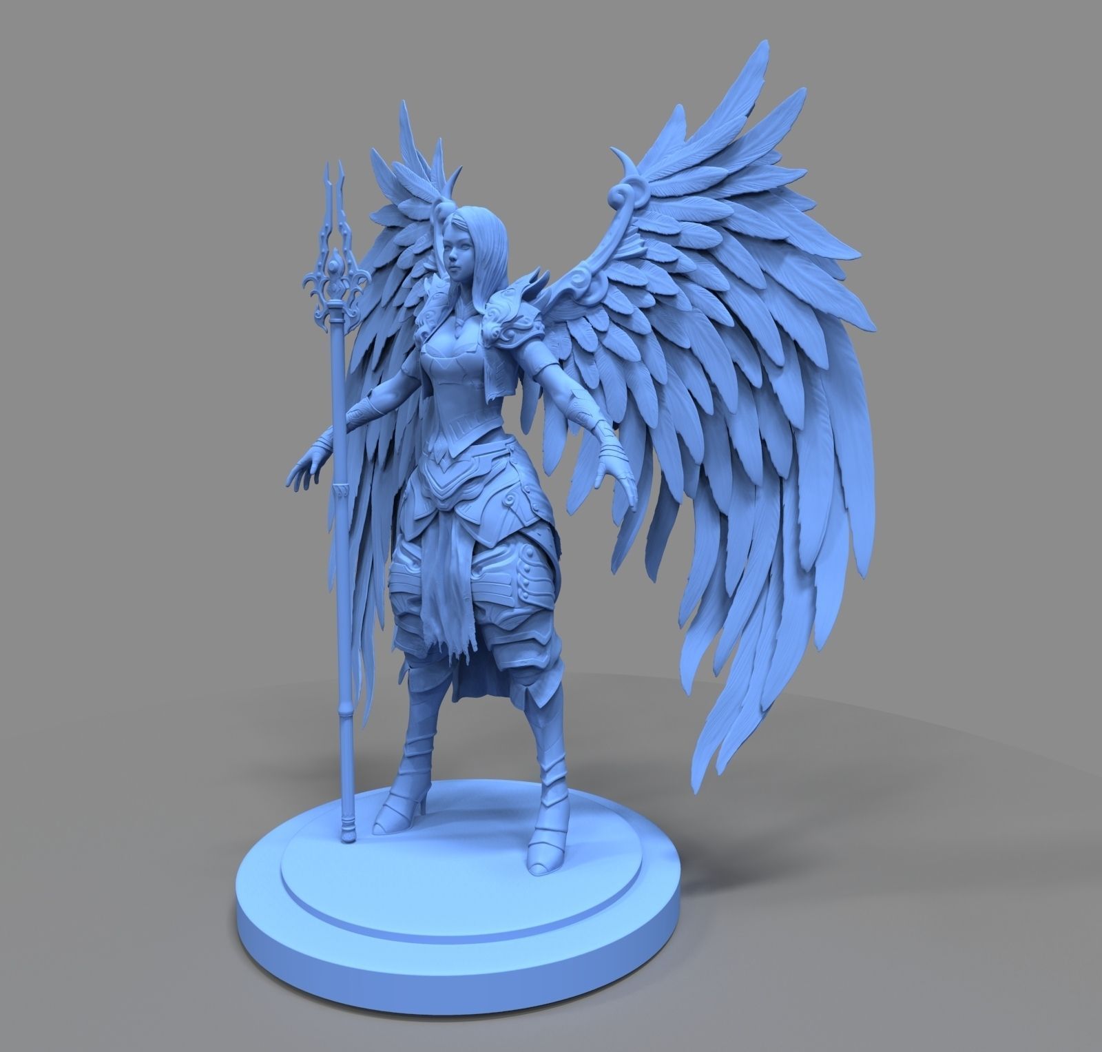 Angel statue of with wings 3D model_1