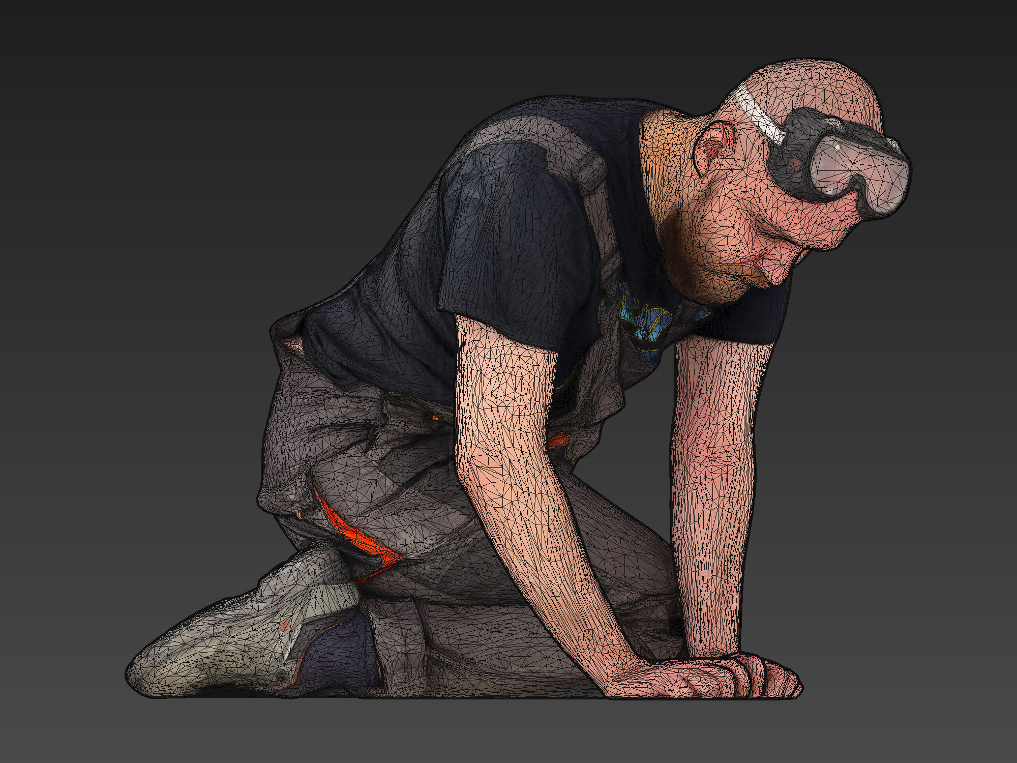 Bald Worker in Overalls 3D Model Collection_19