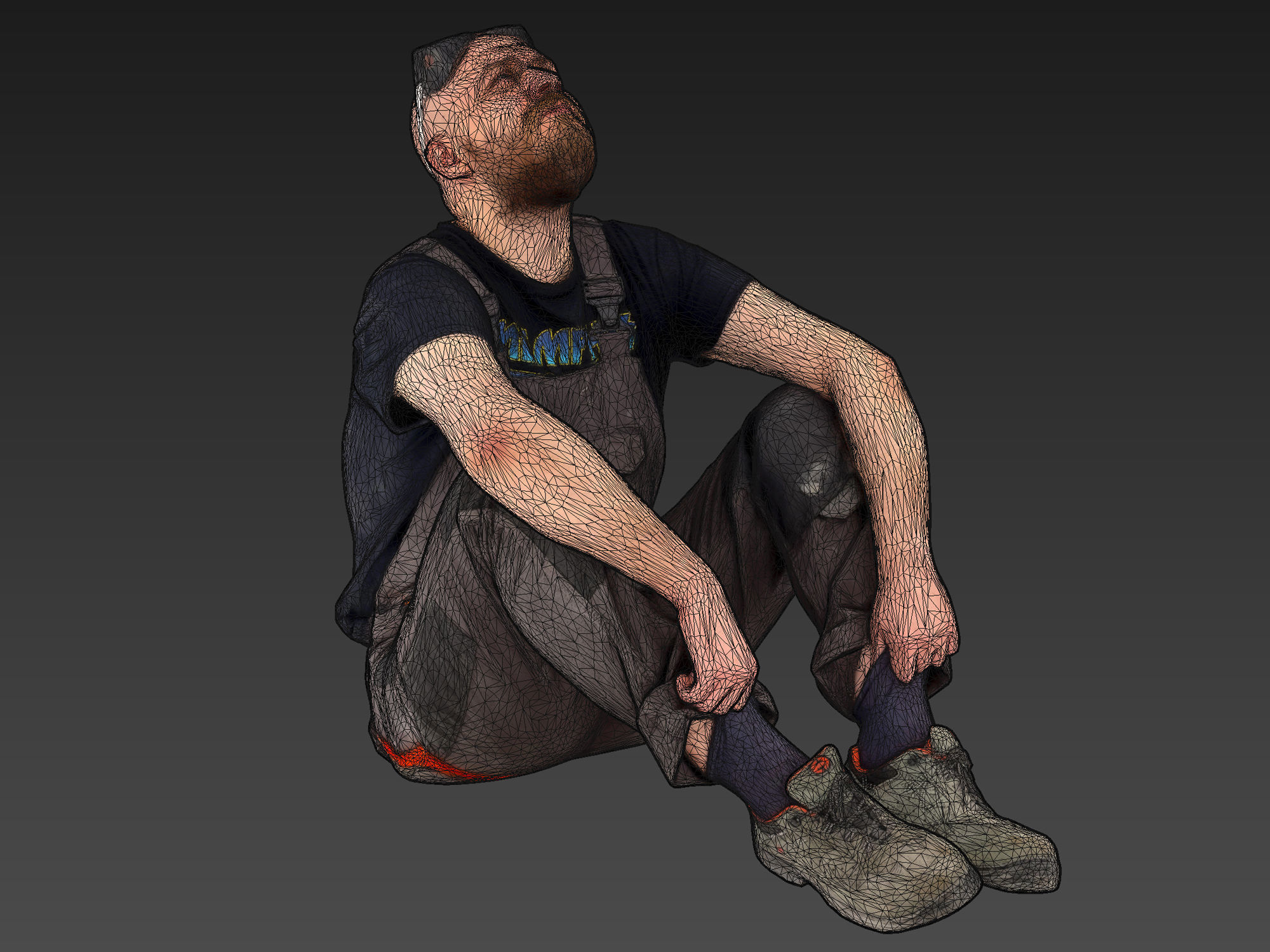 Bald Worker in Overalls 3D Model Collection_18