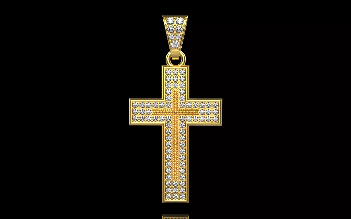 cross with diamonds 3D print model_0