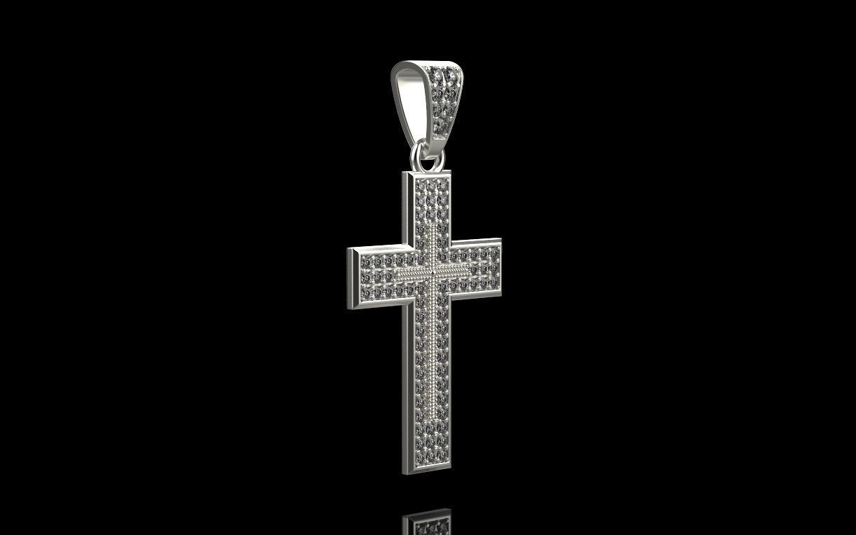 cross with diamonds 3D print model_16