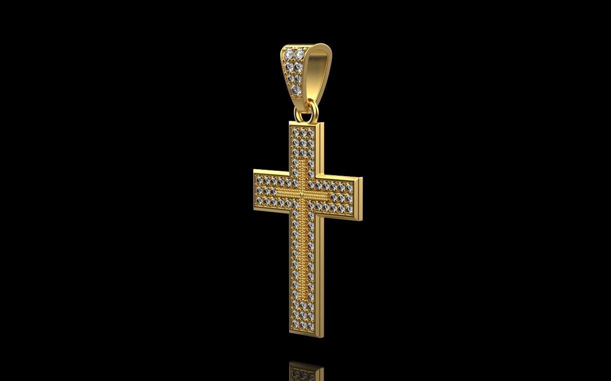 cross with diamonds 3D print model_10