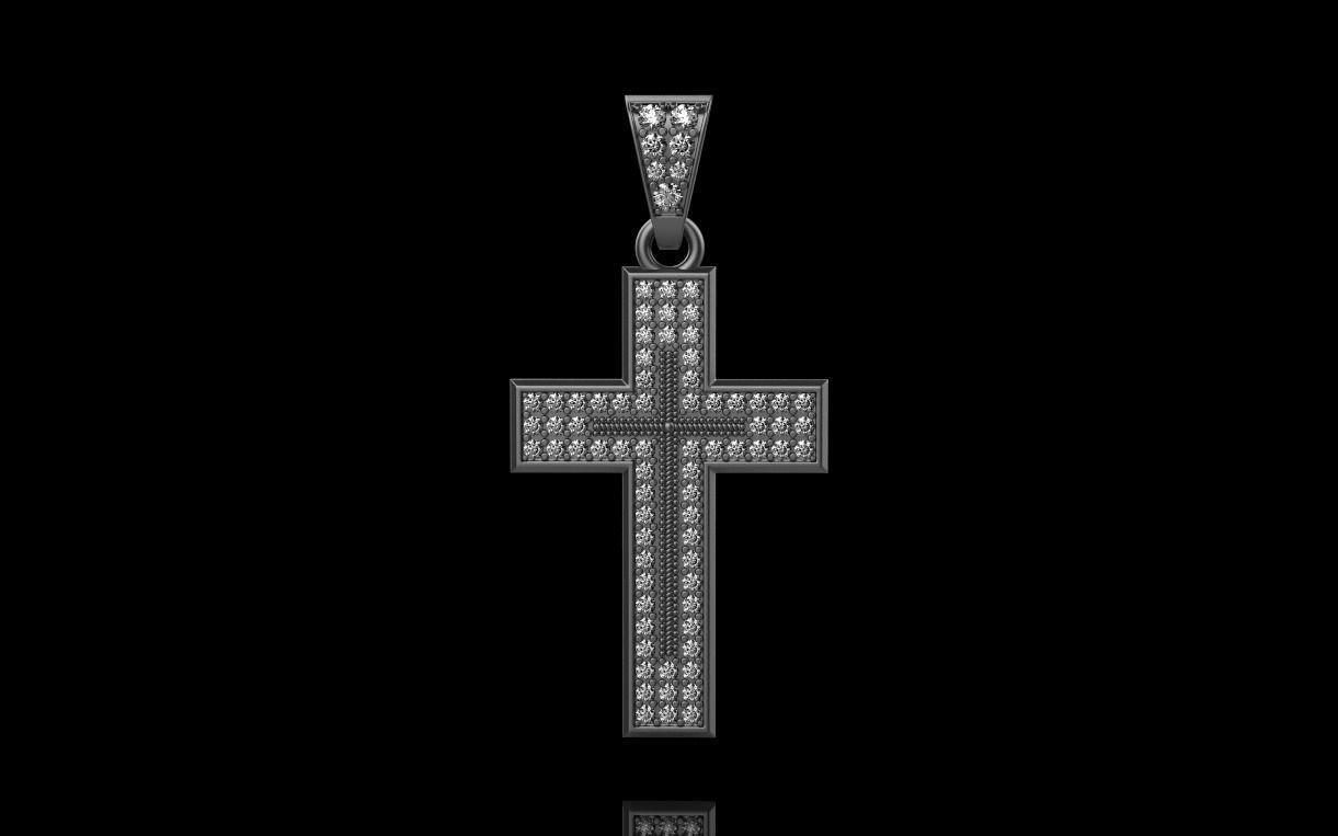 cross with diamonds 3D print model_25