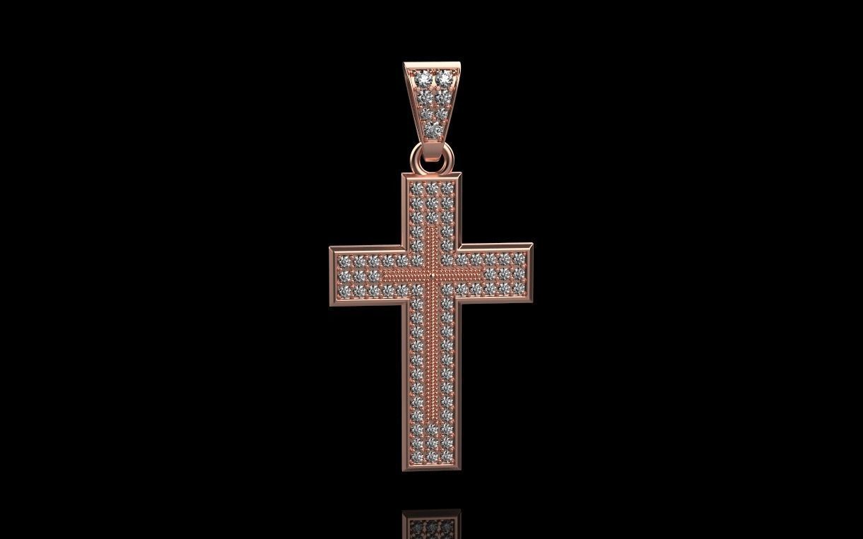 cross with diamonds 3D print model_20