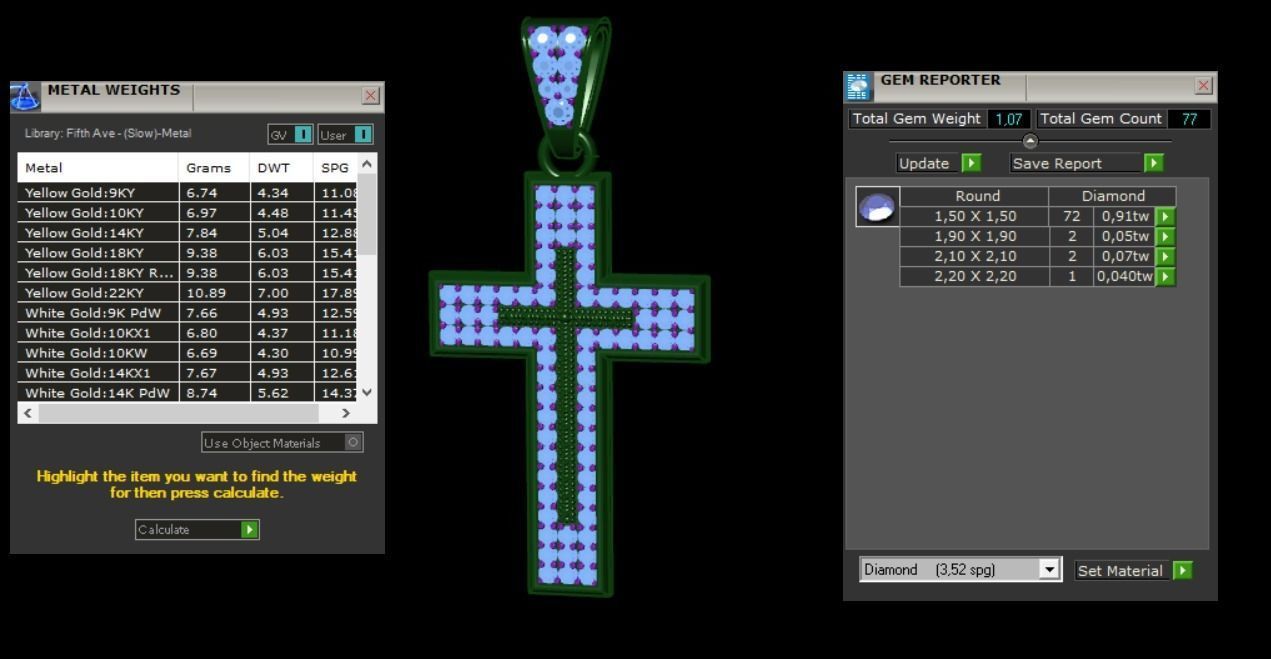 cross with diamonds 3D print model_4