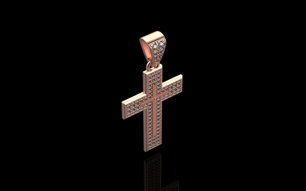 cross with diamonds 3D print model_19