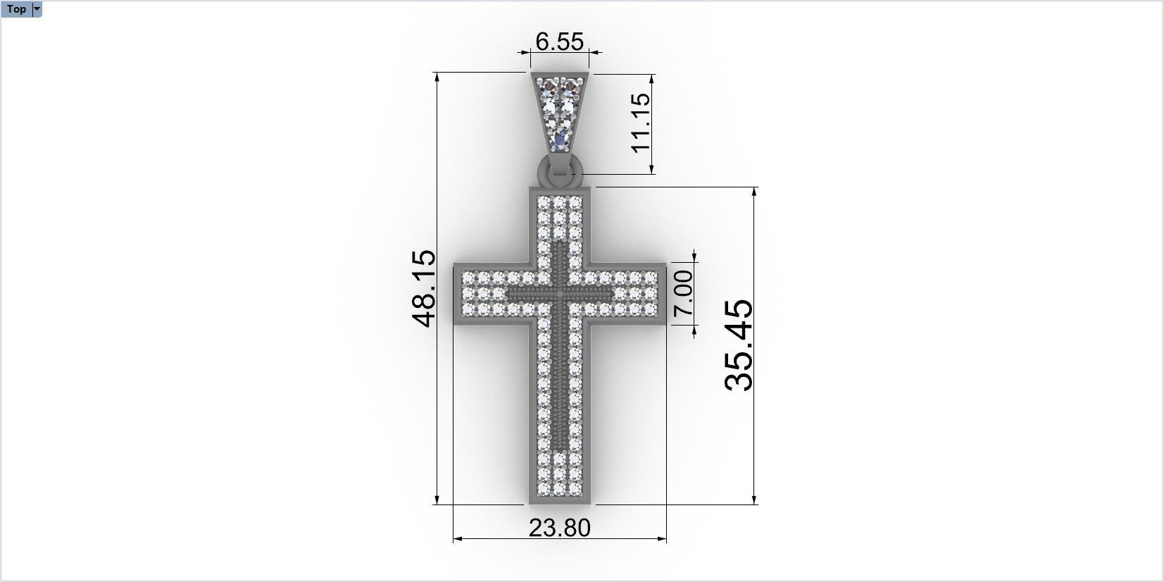 cross with diamonds 3D print model_1