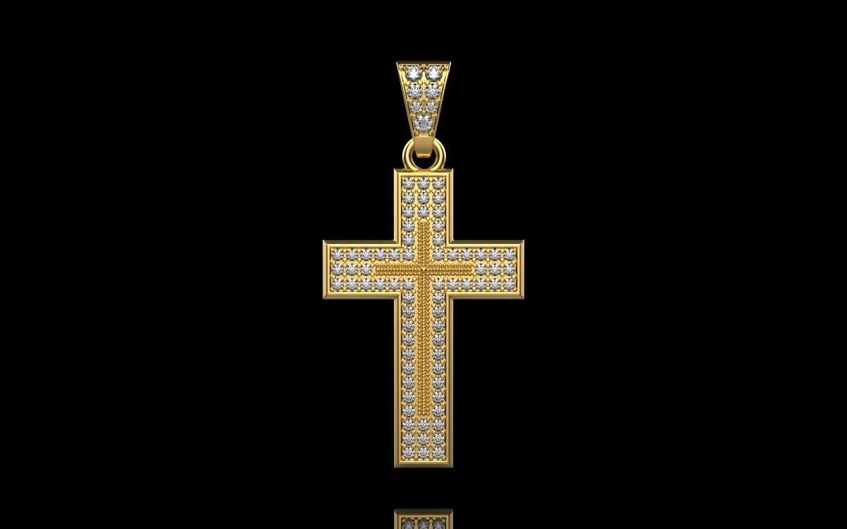 cross with diamonds 3D print model_9