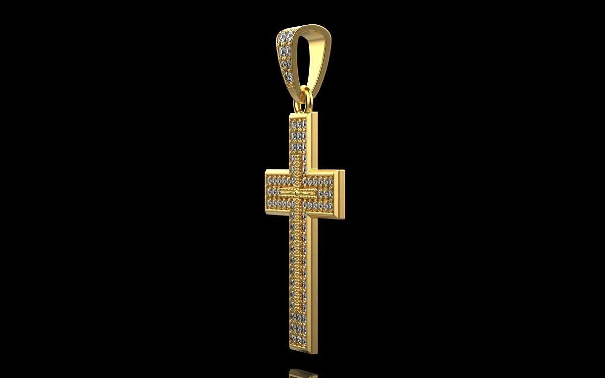cross with diamonds 3D print model_7