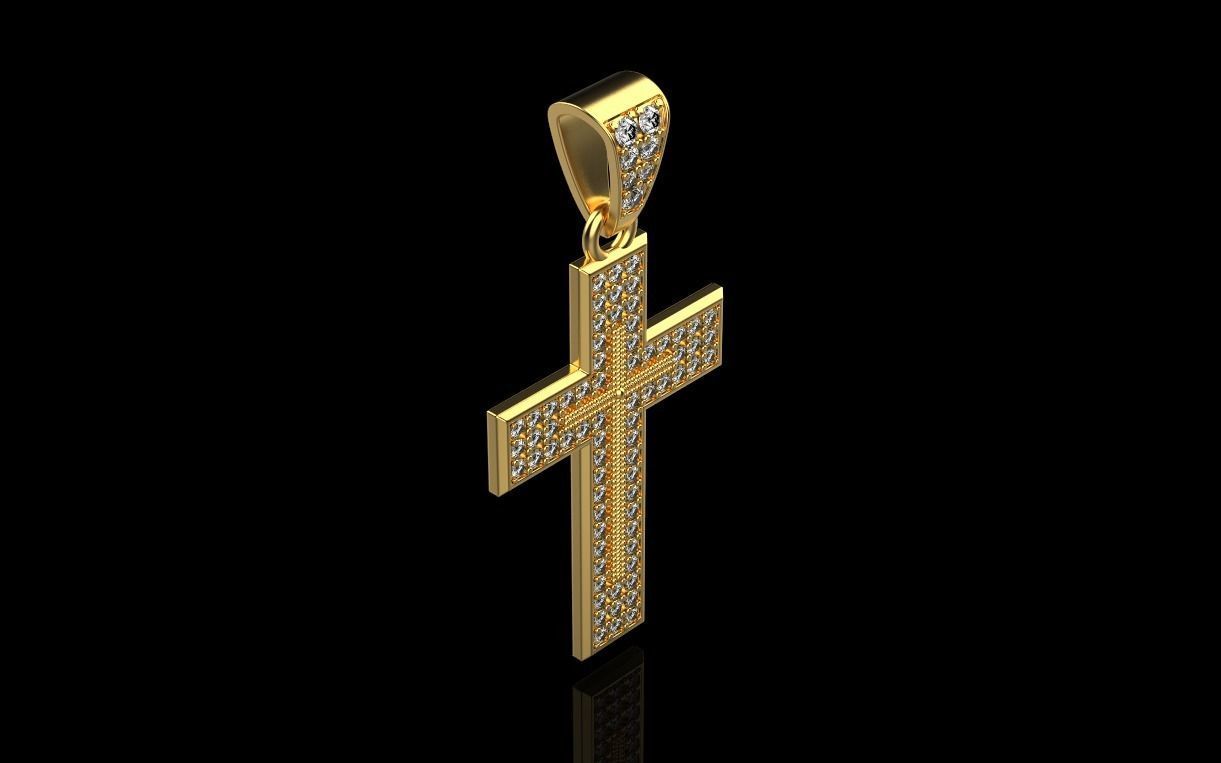 cross with diamonds 3D print model_8