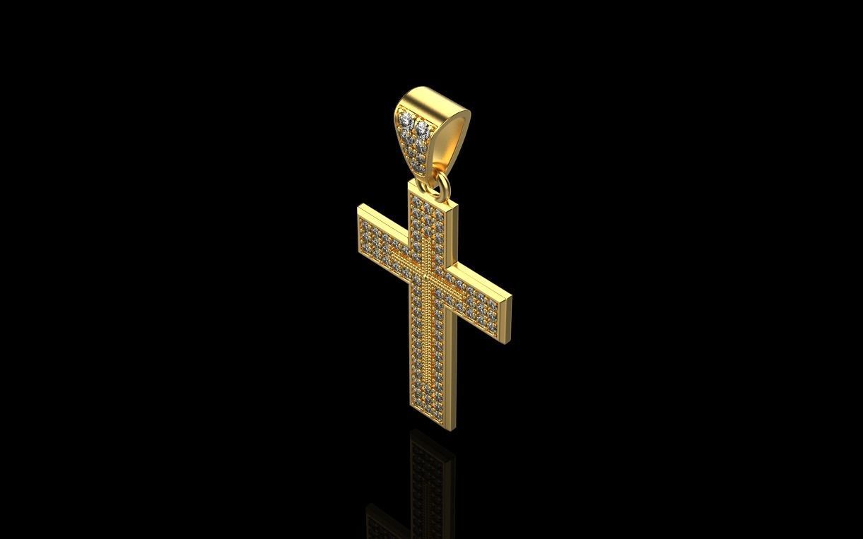 cross with diamonds 3D print model_13