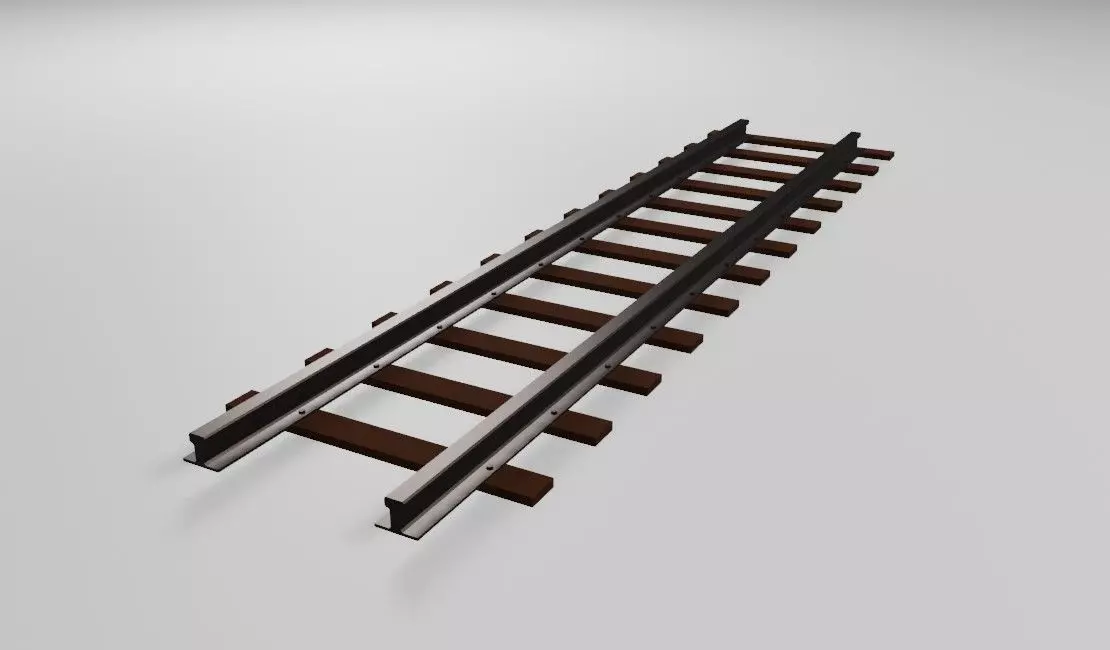 Train Track - Rail - Trilho de Trem Low-poly 3D model_0
