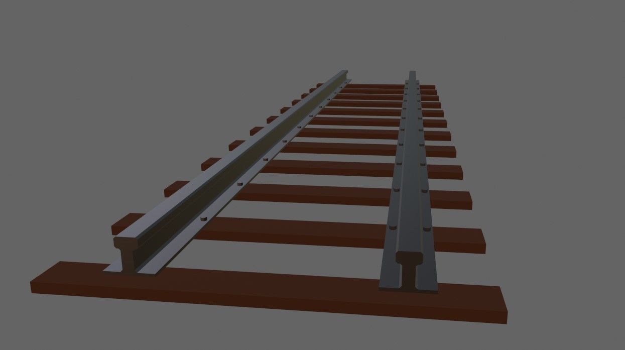Train Track - Rail - Trilho de Trem Low-poly 3D model_5