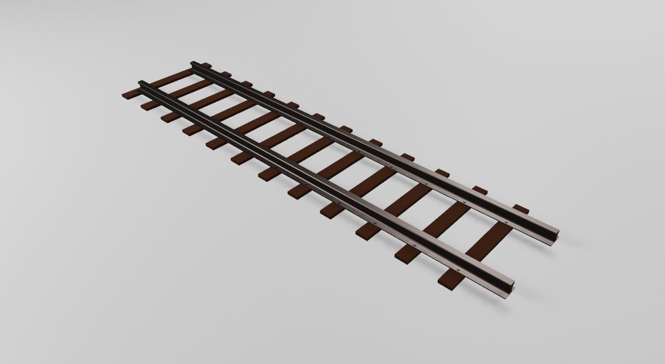 Train Track - Rail - Trilho de Trem Low-poly 3D model_6