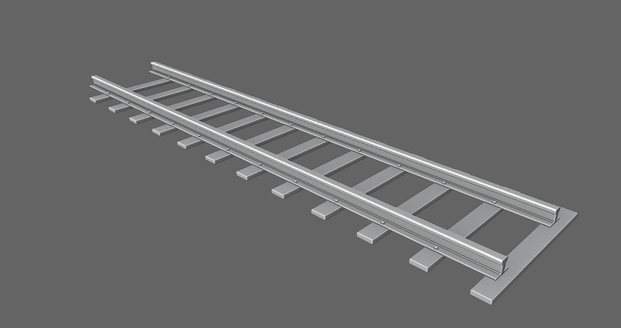 Train Track - Rail - Trilho de Trem Low-poly 3D model_11