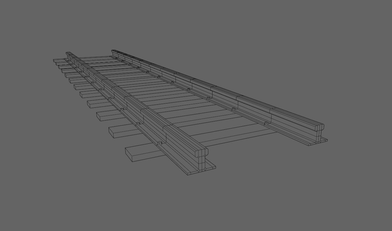 Train Track - Rail - Trilho de Trem Low-poly 3D model_15