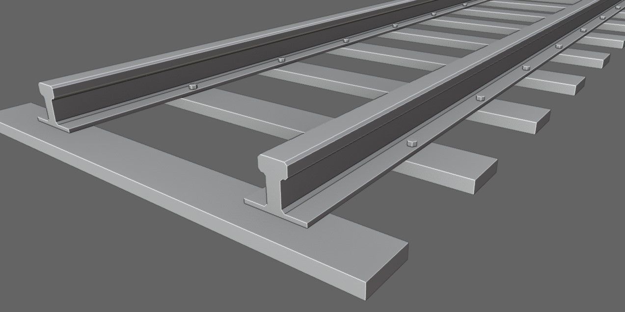 Train Track - Rail - Trilho de Trem Low-poly 3D model_12