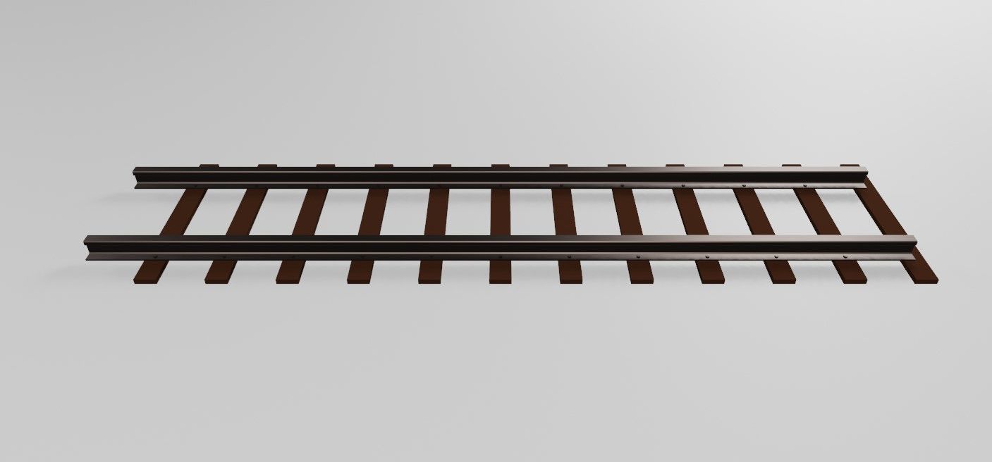 Train Track - Rail - Trilho de Trem Low-poly 3D model_1